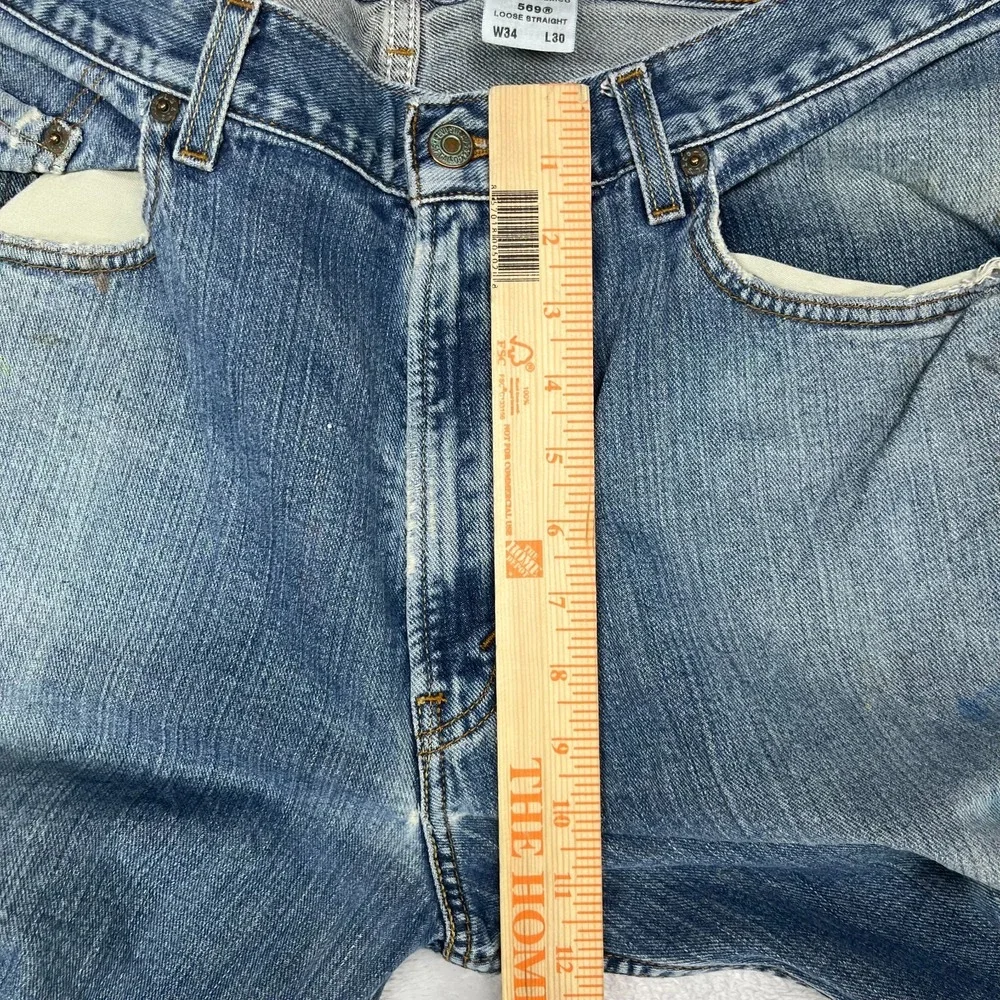 Levi's 569‎ Loose Straight Jeans Men's Blue Denim Cotton Zip Fly Y2K - 34X30.5